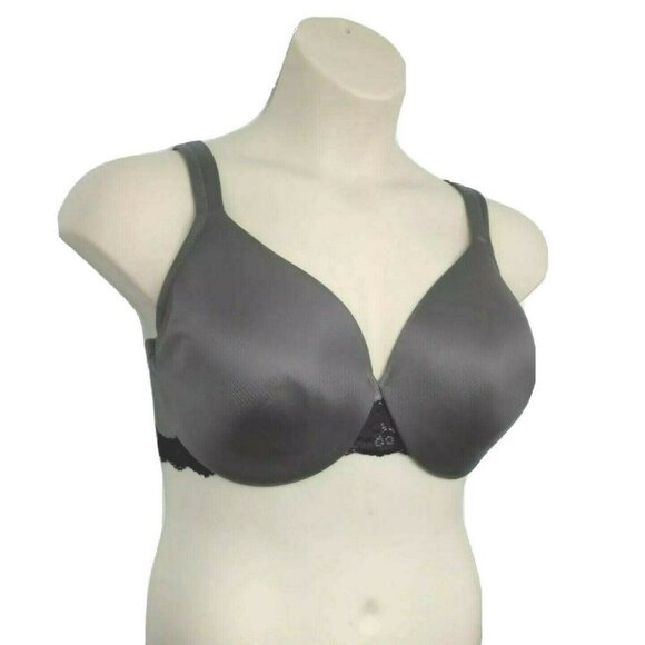 Cacique Lane Bryant Womens Bra Smooth Satin Full Coverage w/ Lace 42DD Gray - Picture 8 of 10